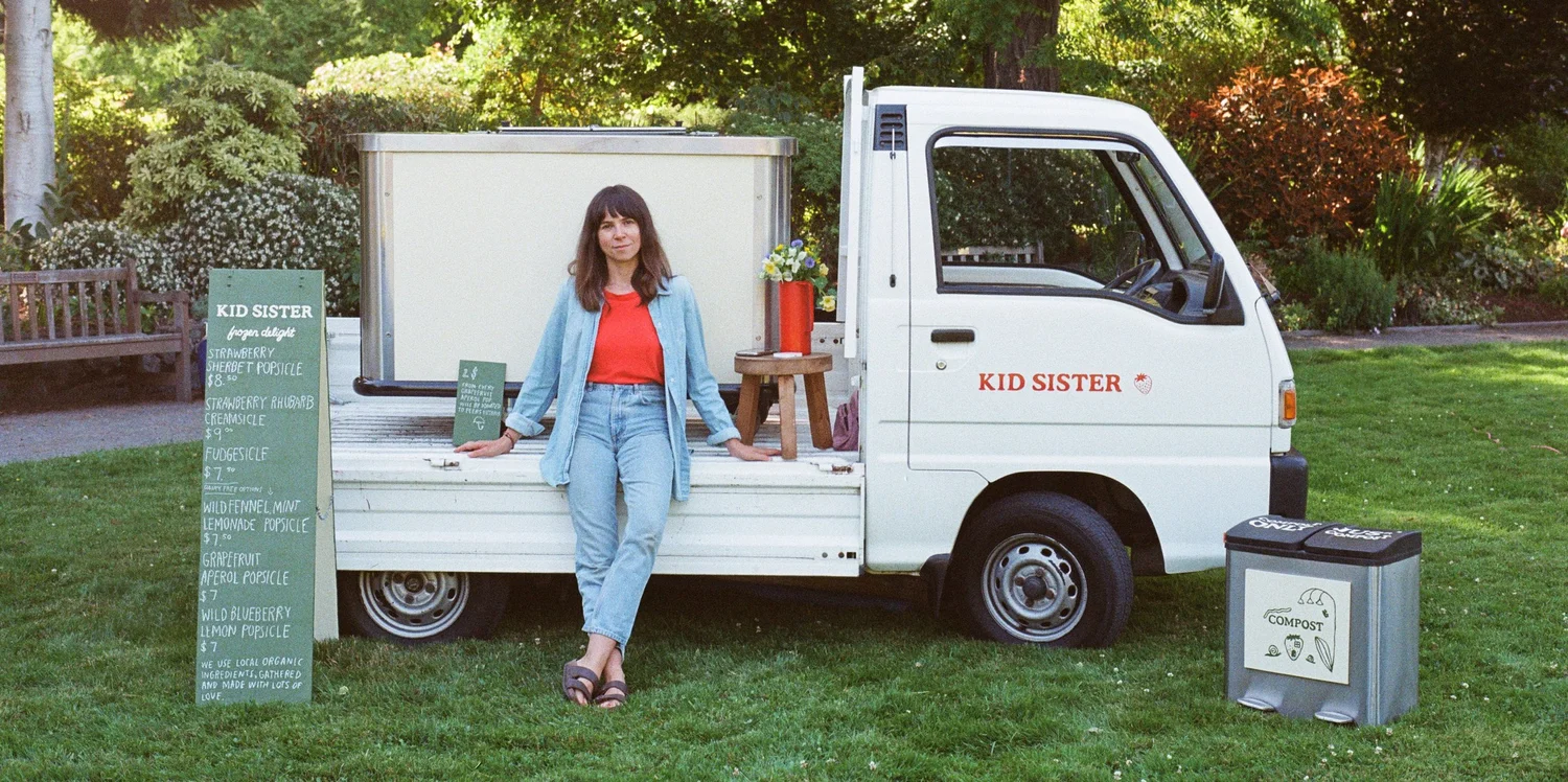 Christen with the Kid Sister truck